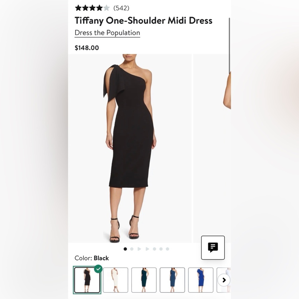 Dress the Population Tiffany One-Shoulder Black Midi Dress